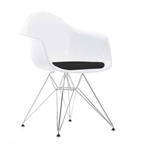 Cadeira de Braços em Plástico Eames DAR / Assento em Tecido / Base Cromada